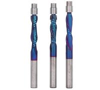 Fresa a spirale per rifilatura a filo con taglio verso il basso, 3 pezzi, 1/4'', fresa a spirale per compressione CNC, taglio a filo, verso il basso e verso l'alto, con cuscinetto