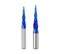 Fresa a testa conica con rivestimento in lega di tungsteno, gambo da 1/4" e 8 mm, doppio tagliente, smussato, con rilievo in metallo esteso(1/4 * 1/16)