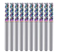 Fresa a testa quadrata in metallo duro da 3.175mm per applicazioni in rame in alluminio, 3-Flute, diametro di taglio 3.175mm, design a U, confezione da 10 (3.175 * 3.175 * 12 mm)