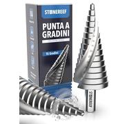 Fresa conica 4-32 mm HSS punta a gradini per metallo lamiera plastica | 15 gradini da 4 a 32 mm: una sola punta al posto di quindici, senza cambio utensile a ogni foro