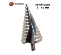 FRESA CONICA ALLARGAFORI ELICOIDALE A GRADINO PER METALLO 6-55 mm ALLARGA FORI