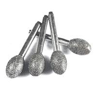 Fresa diamantata con gambo, 5 pezzi 120 Grit Testa diamantata ovale 10 mm for intaglio di pietra, lucidatura e incisione di giada(12mm)