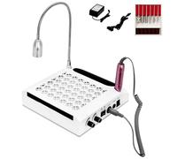 Fresa elettrica 4 in 1 con aspirazione da 80 W, trapano elettrico con luce LED, 6 testine abrasive, 4300 giri/min, tagliaunghie professionale, per salone e manicure personale
