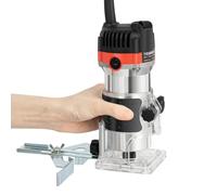 Fresa elettrica da 800 W, fresa elettrica con una sola mano, fresa per legno regolabile in altezza, con pinza di serraggio da 6,35 mm e 30000 giri/min, fresatrice per bordi con valigetta