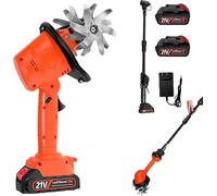 Fresa elettrica da giardino a batteria 21v,coltivatore e rotavatore,con batteria al litio ricaricabile e asta telescopica,larghezza di lavorazione di 10 cm,profondità di lavoro di 10 cm