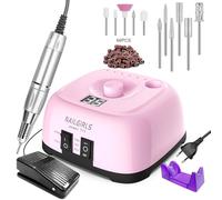 Fresa ELettrica,NAILGIRLS 11 in 1 Fresa Unghie Gel Manicure e Pedicure Elettrico,35000RPM Velocità Regolabile,Intelligente Led,Portatile Lima Elettrica Unghie (Rosa)