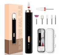 Fresa elettrica per unghie, professionale, ricaricabile, con punta in ceramica, per principianti, set di strumenti per manicure e pedicure (nero)