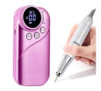 Fresa elettrica per unghie, trapano elettrico portatile con 6 punte per unghie e nastri abrasivi, macchina per unghie in gel, taglio e lucidatura, rosa