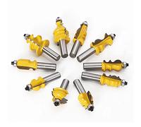 Fresa per legno, 10 pezzi, codolo da 12 mm, per stampaggio architettonico, corrimano, router, set di punte per alloggiamento di base CNC, per lavorazione del legno, fresa facciale