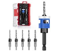 Fresa per legno con attacco esagonale da 1/4", in HSS-M2, fori di precisione, per lavorazione del legno - 3,2/3,6/4/4,4/4,8 mm, set di 5 punte per trapano a svasatura con arresto profondo.