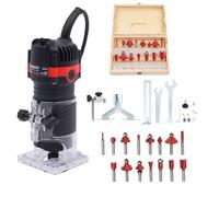 Fresa per legno con valigetta - Strumento compatto per fresatura manuale del legno per taglio preciso e fresatura dei bordi - Fresatrici con 15 pinze per router e potenza 800 W - Fresa con una sola