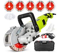 Fresa per scanalature da parete, 4000 W, con dischi da taglio da 125 mm e | Fresa per muratura e fresa da parete per calcestruzzo e mattoni, 7500 giri/min, con profondità di taglio regolabile 0-37 mm e