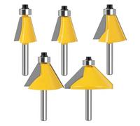 Fresa per scanalature, Frese for bordi smussati da 5 pezzi con gambo 6 mm-1/2" e angoli 11,25-45 gradi(5pcs 8mm Shank)