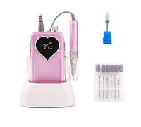 Fresa per Unghie, 35000 RPM Coreless Motor Portable Nail Drill Machine Manicure Lucidatura Batteria ricaricabile Cordless Potente con base(Pink)