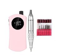 Fresa per unghie, 35000 RPM Trapano elettrico portatile for unghie con display LCD, levigatrice for unghie ricaricabile for smalto gel acrilico(Pink)
