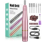 Fresa per Unghie, Fresa per Unghie Professionale 7 in 1 Lima Elettrica per Unghie, 0~20000 RPM Velocità Regolabile, Kit Manicure e Pedicure Elettrico Nail Drill in Gel per Casa e Salone