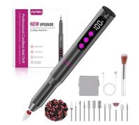 Fresa per Unghie Professionale - 12 in 1 Trapano Unghie Elettrico 35000 RPM con Display LCD, 5 Velocità Regolabili, Per Unghie in Gel e Acrilico, Manicure e Pedicure a Casa o Salone
