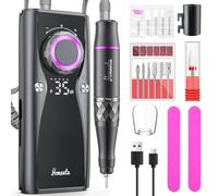 Fresa per Unghie Professionale Ricaricabile Portatile 35000 RPM Schermo LCD lima elettrica per unghie con 12 Testine Iucidanti Velocità Regolabile Manicure Setper Casa e Salone