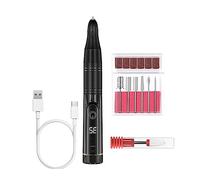 Fresa per unghie, Trapano for unghie elettrico a batteria con display a LED ， Kit trapano for unghie professionale Efile ， Trapano for unghie portatile for unghie acriliche(New Black Set)