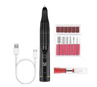 Fresa per unghie, Trapano for unghie elettrico senza fili con display a LED, lima E in e indietro, trapano for unghie for set di manicure for unghie in acrilico(New Black Set)