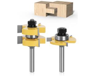 Fresa Scanalatura Set 8mm - APLUS 2pcs Set di Linguette e Scanalature, 3 Denti a Forma T Punte di Falegnameria, Strumento di Lavorazione del Legno