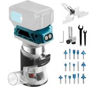 Fresa superiore a batteria compatibile con batteria Makita da 18 V, fresa superiore da 800 W, fresa per bordi senza spazzole a 6 velocità, fresa per legno a batteria da 33000 giri/min, con 16 frese da
