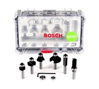 Bosch Professional Set da 6 Pezzi di frese per profili, smussartue e scanalature, per legno, accessorio per fresatrici verticali con codolo di 8 mm