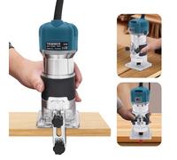 Fresatrice compatta in legno, fresa a mano compatta, 6 velocità variabili, taglierina per legno, piallatura di bordi in legno, lavorazione di mobili (blu)