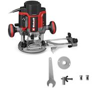 Fresatrice Einhell Professional TP-RO 1400 E (1400 W, altezza di soll. 55 mm, pinze di serraggio Ø 6 e 8 mm, luce a LED, in uida parallela, punta del compasso, manicotto copiatore e utensile)