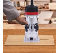 Fresatrice elettrica, 800 W, l'altezza della macchina utensile può essere regolata, corsa parallela, cassetta degli attrezzi, accessori, chiusura dei fori, taglio e foratura, nero, argento