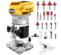 Fresatrice Verticale compatibile con Dewalt 20V batteria (Senza batterie), fresatura per legno senza spazzole 1300 W con 6 velocità, guida dritta, ruota guida, 15 punte e 2 chiavi