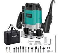 Fresatrice Verticale Elettrica 1200 W 16000-30000 RPM STANEW, Fresatrice per Legno Multifunzionale con Set di 12 frese,6 Velocità, Regolazione Della Profondità Della Fresa.