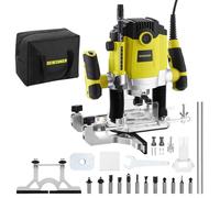 Fresatrice Verticale Legno 1800 W 10000-26000 giri/min DEWINNER, Fresatrice per Legno con Set di 12 frese,7 Velocità,Pinza 6/8/12 mm, Regolazione Della Profondità Della Fresa, Borsa di Tela