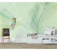Fresca E Bella Linea Di Acquerellato Volo Degli Uccelli Piume Naturali Carta Da Parati 3D Seta lusso Studio Sala Pranzo Divano Camera Per Mobili Letto Soggiorno Tv Muro-250cm×170cm