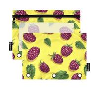 Fresca Frutta Gelso Giallo Anelli Raccoglitore Tasche Sacchetto Cosmetico per Anelli Raccoglitore Cartelle con Cerniera per Studenti Ufficio Documenti Organizer