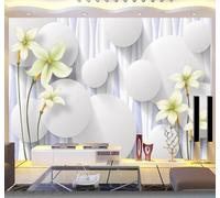 Fresco Astratto Circolare Elegante Giglio Moderna Carta Da Parati 3D Seta Pregiata Testurizzata Ideale Per La Camera Letto Del Soggiorno-400cm×280cm