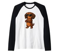 Fresco Bassotto Cartone Animato Divertente Salsiccia Cane Maglia con Maniche Raglan