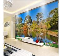 Fresco Bello Bucolico Naturale Bosco Grande Lago 3D Carta da Parati Premium Aspetto Della Seta Studio Soggiorno Camera Letto Parete Divano Muro-430cm×300cm