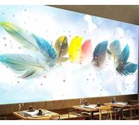Fresco Bello Colorato Piuma Cuore D'Amore 3D Carta da Parati Tessuto in Seta Ufficio Sala Pranzo Divano Camera Soggiorno TV Sfondo Muro-350cm×256cm