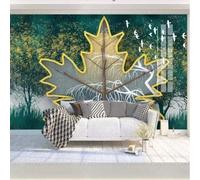 Fresco Bello Verde Astratto Bosco Uccelli In Volo 3D Carta da Parati Tessuto in Seta Ufficio Sala Pranzo Divano Camera Soggiorno TV Sfondo Muro-430cm×300cm