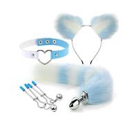 ̣ σ Fresco Blu E Bianco, Gatto Volpe Cosplay Nylon Quattro Pezzi Set. Un Regalo Originale Per Uomini E Donne