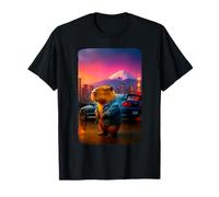 Fresco Capybara Tokyo Skyline Monte Fuji Giappone Street Style Maglietta