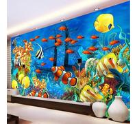 Fresco Cartone Animato Oceano Pesce Che Affonda Nave 3D Carta Da Parati Facile Installare Mobili Sfondi Ufficio Divano Camera Letto Sfondo Decorazione Murale-250cm×170cm