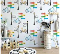 Fresco Cartone Animato Segnale Stradale Bicicletta 3D Carta da Parati Tessuto in Seta Ufficio Sala Pranzo Divano Camera Soggiorno TV Sfondo Muro-150cm×105cm