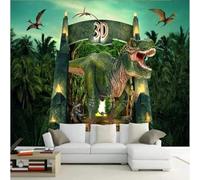 Fresco Cartone Animato Selvaggio Foresta Dinosauri Parco 3D Carta da Parati Tessuto in Seta Ufficio Sala Pranzo Divano Camera Soggiorno TV Sfondo Muro-150cm×105cm