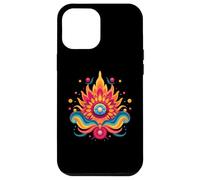 Fresco design hippie. girasole dentro una fiamma, cuore, colorato Custodia per iPhone 12 Pro Max