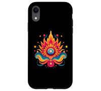 Fresco design hippie. girasole dentro una fiamma, cuore, colorato Custodia per iPhone XR