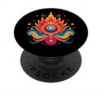 Fresco design hippie. girasole dentro una fiamma, cuore, colorato PopSockets PopGrip Adesivo