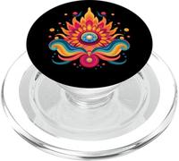 Fresco design hippie. girasole dentro una fiamma, cuore, colorato PopSockets PopGrip per MagSafe