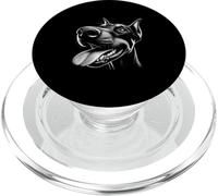Fresco dobermann che attacca la lingua fuori in una faccia giocosa di sfida PopSockets PopGrip per MagSafe